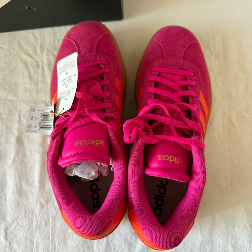 Adidas VL Court Bold Shoes Womens Sz 7 Shock Pink/Orange Sneakers JQ5636 - Picture 10 of 11
